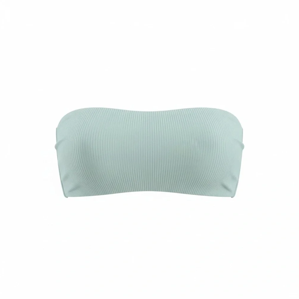 Frankie’s Bikinis ribbed bandeau bikini top light blue